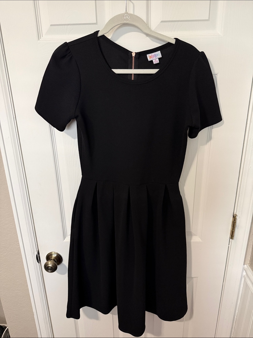 LuLaRoe Black Short Sleeve Fit-and-Flare Mini Dress